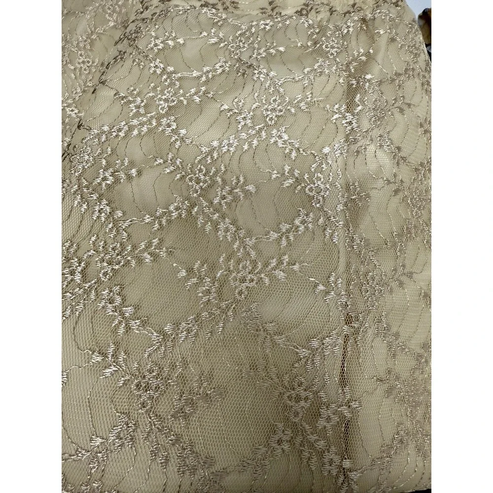 R&M Richards‎ Petite Champagne Gold Floral Lace Maxi Skirt Size 16P 13375